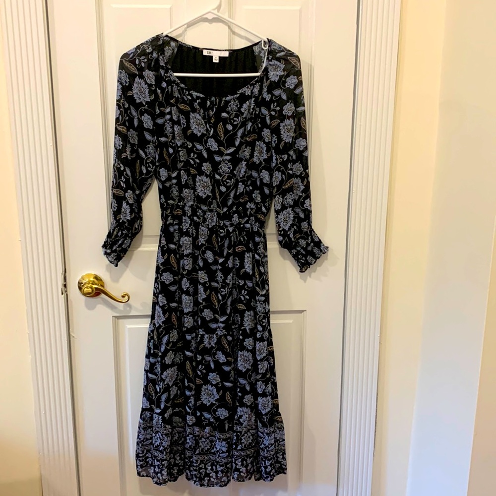 MIDI floral blue/black dress